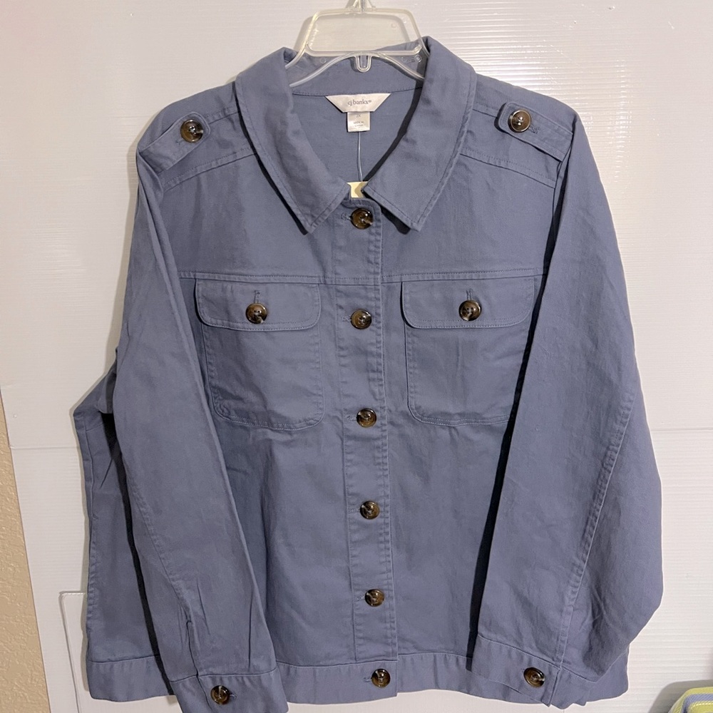 C J Banks Woman 2X NWT Blue Jacket, Button Front, 4 Pockets Orig Pr 59.95